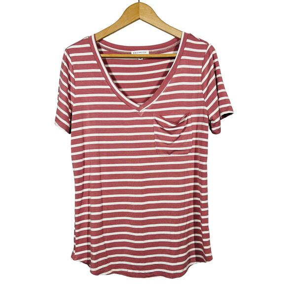 Socialite Stripe Pocket Tee Short Sleeeve Casual Top Shirt - S - Picture 1 of 4
